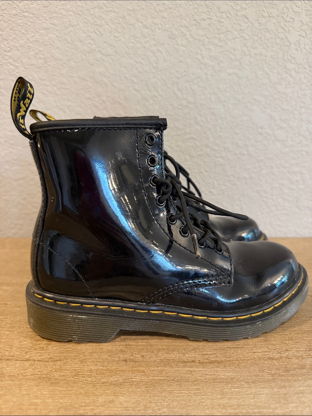 Dr. Martens Junior 1460 Patent Leather Lace Up Boots
